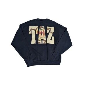 Vintage 1993 american Looney Tunes Taz Crewneck Sweatshirt Navy Blue - Men’s M
